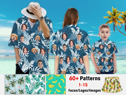Discover Custom Hawaiian Shirt With Face Photo For Him,Personalized Christmas Gift Hawaiian Shirt