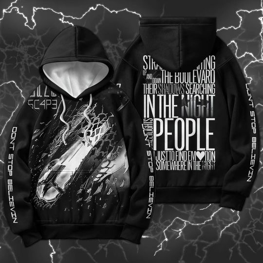 Discover Journey Band Don't Stop Believin 90s 3D Hoodie, Music 90s Rock Band Lyrics Concert