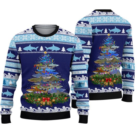 Discover Shark Christmas Tree Sweater Christmas 3D Sweater