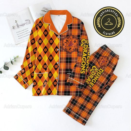 Discover Christmas Dungeons And Dragons Pajamas Set, DnD Womens Pajamas, DnD Dice Pajamas