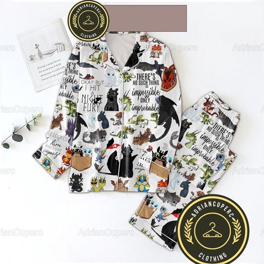 Discover Christmas Toothless Pajamas Set, How To Train Your Dragon Shirt, Pajama Set Women
