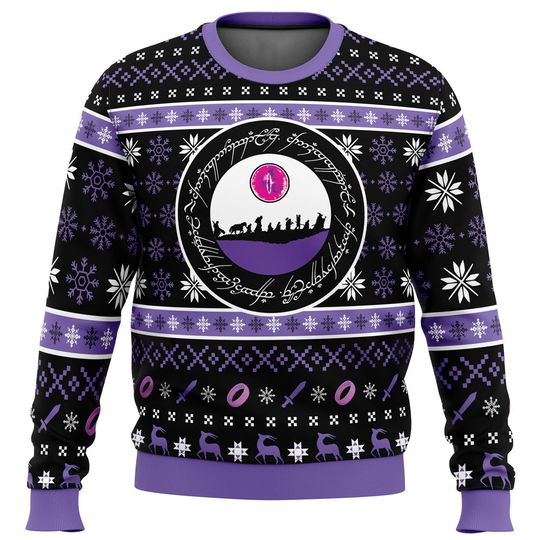 Discover LOR Ugly Sweater, Lord Of The Rings Elvish Circle Ugly Christmas