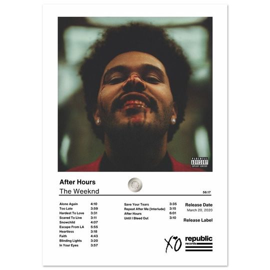 Discover Weeknds After Hours - Track List Series | Weeknds Poster
