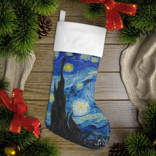 Discover Starry Night Holiday Stocking Van Gogh Christmas Stocking