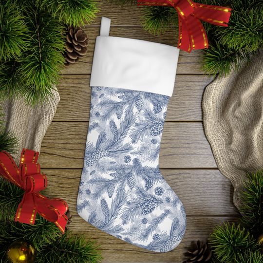 Discover Elegant Blue Toile Christmas Stocking