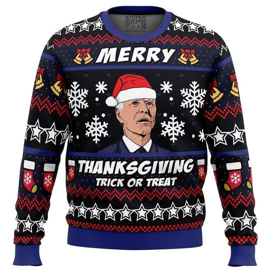 Discover Merry Thanksgiving Biden Ugly Christmas Sweater, Christmas Gift