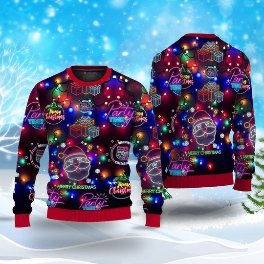 Discover Christmas Bright Neon Lighting Ugly Christmas Sweater, Xmas
