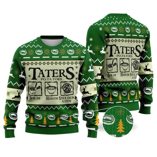 Discover Taters Potatoes Ugly Christmas Sweater, Lord of the Rings Christmas Sweater