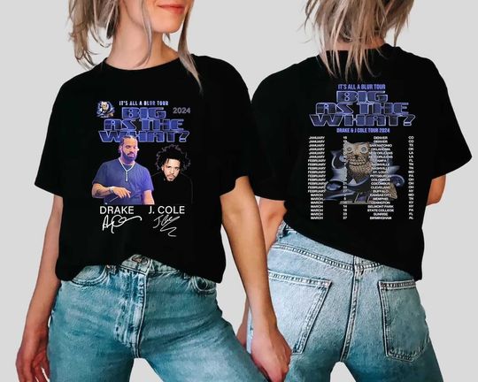 Discover Drake J Cole Big As The What Tour 2024 Shirt, It's All Blur Tour Shirt
