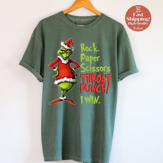 Discover Grin Rock Paper Scissors Throat Punch, Win Shirt, Rock Paper Scissors Shirt