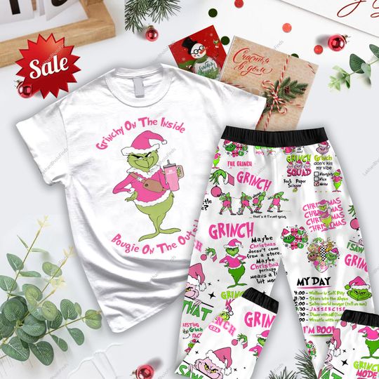 Discover Christmas Pink funny character Women Pajamas, Grin Pajamas Set, Pink funny character