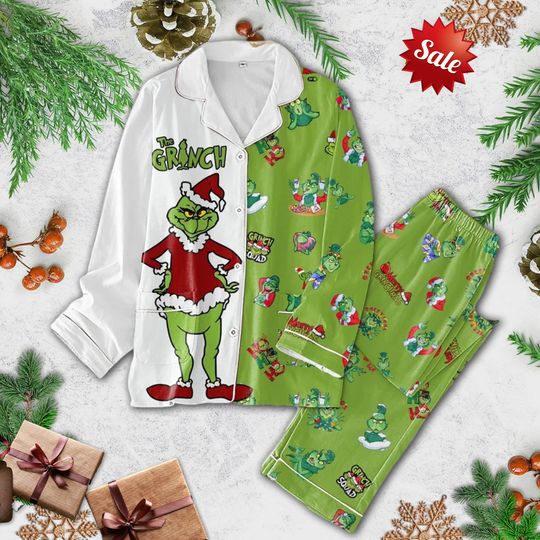 Discover Christmas funny character Pajamas Set, Grin Women Pajamas Set, Pink funny character