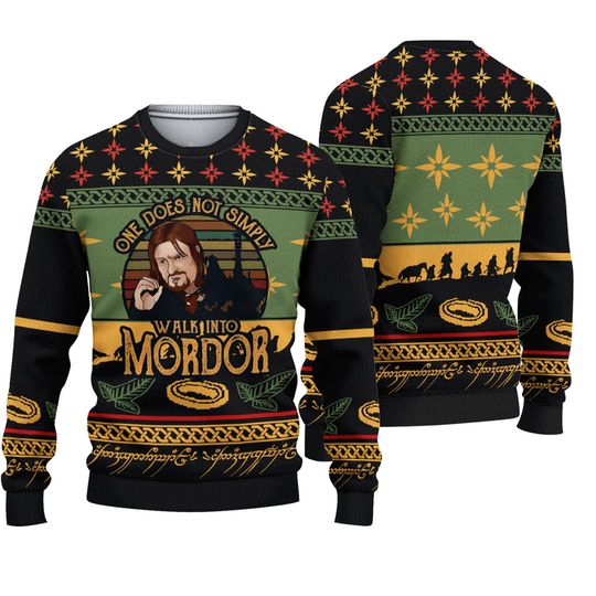 Discover 3D Ugly Sweater For Christmas| One Does Not Simply Walk Into Mordor Ugly Christmas Sweater