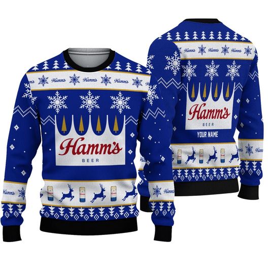 Discover Personalized Hamm’s Beer Ugly Christmas Sweater, Beer Lover Ugly Sweater