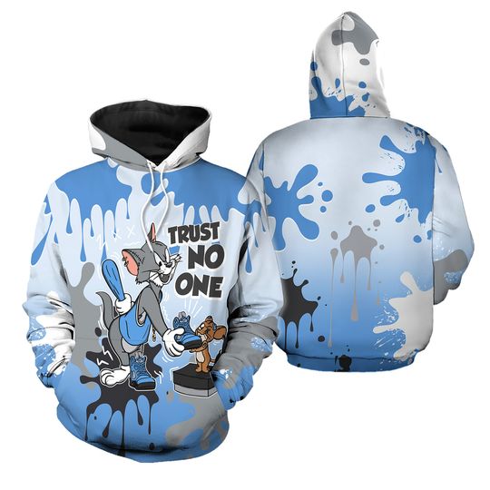 Discover AJ 5 University Blue match Trust No One Cat And Mouse 3D Splash