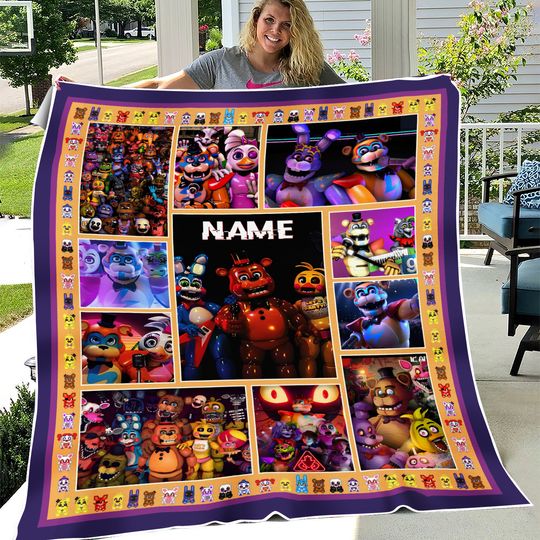 Discover Personalized Five Nights at Freddy's Fleece Blanket | Fnaf Blanket | Fnaf Video Games
