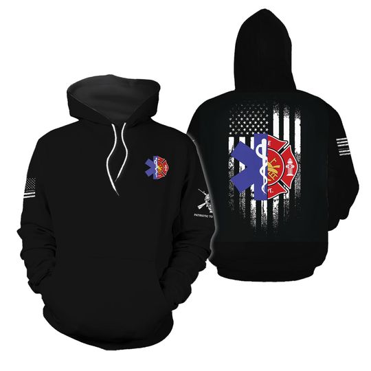 Discover EMS And Firefighter First Responders American Flag Hoodie
