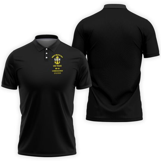 Discover USS TEXAS  BB-35  Commissioned Navy Anchor Polo Shirt