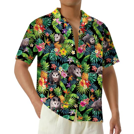Discover Vintage Opossum Tropical Vacation Hawaiian Shirt, Funny