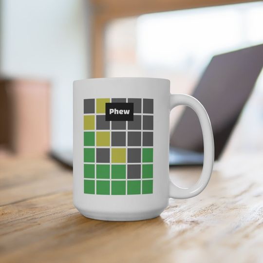 Discover Large Coffee Mug Inspired by Wordle | Phew Meme