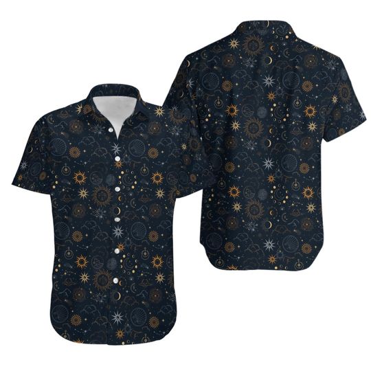 Discover Celestial Constellations Button-up Style Hawaiin Shirt