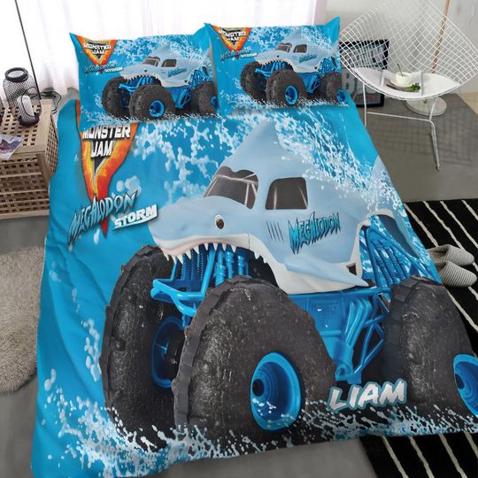 Discover Megalodon Monster Truck Custom Bedding Set