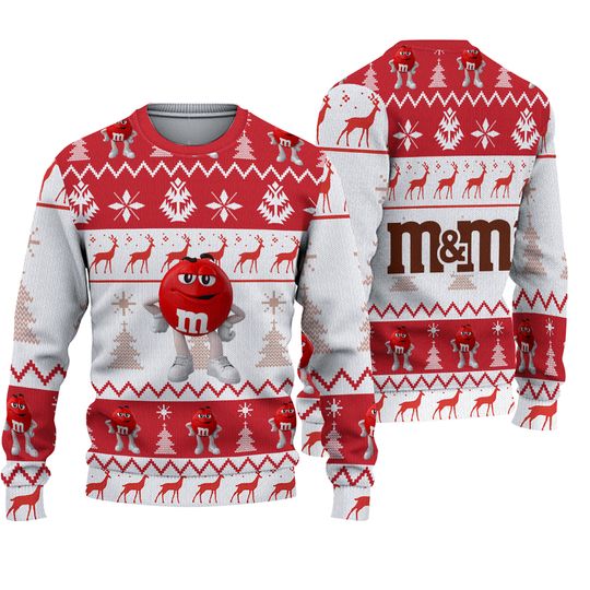 Discover M&M's Red Ugly Pine Trees n Reindeer Characters Sweatshirt