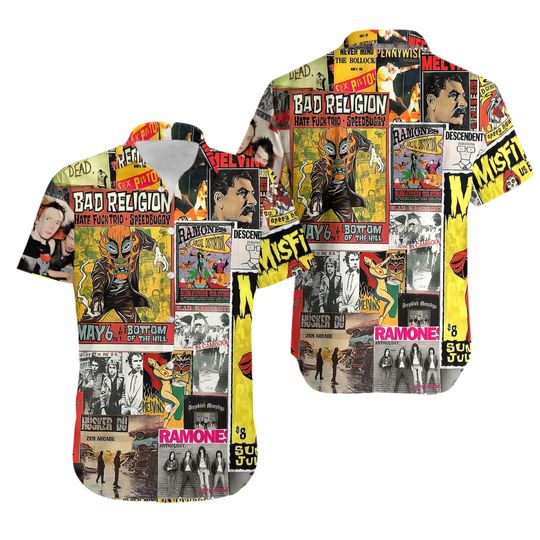 Discover Punk Rock Collage Hawaiian Shirt