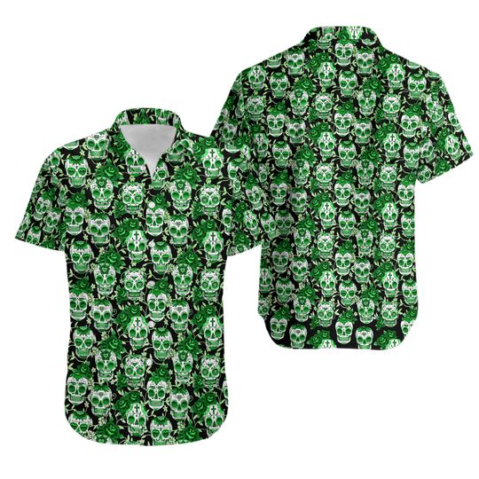 Discover Sugar Skulls Multi Colors Happy Saint Patricks Day Hawaiian Shirt
