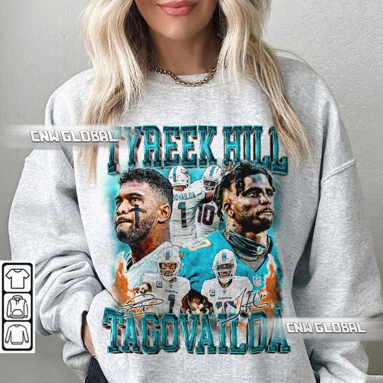 Discover Tyreek Hill Tua Tagovailoa Miami Football Shirt, Sport Christmas Gift Fathers Day Vintage