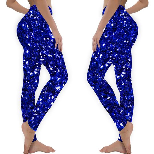 Discover Royal Blue Sparkly Glitter Confetti Leggings