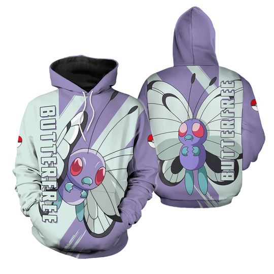 Discover 3D Anime Butterfree Printed Bug 3D Hoodie T-shirt