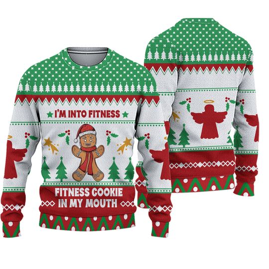 Discover I'm into Fitness Fitness Cookie in my Mouth Unisex Ugly Christmas 3D Sweater