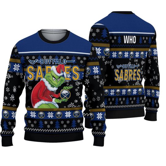 Discover Personalized Buffalo Sabres Grin Ice Hockey Christmas Ugly Sweater