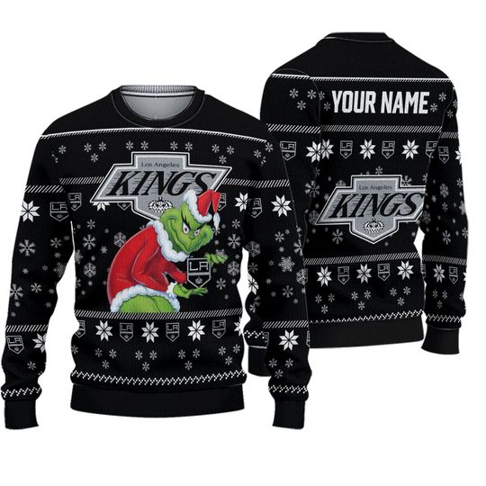 Discover Personalized Los Angeles Kings Grin Ice Hockey Christmas Ugly Sweater