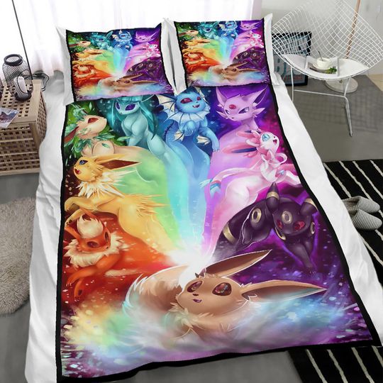 Discover Personalized PKM Eevee Duvet Covers Bedding Set