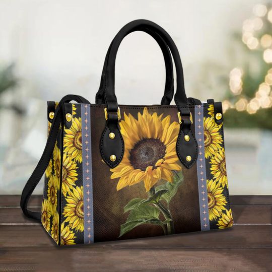 Discover Sunflower Leather Bag,Sunflower Lover Handbag