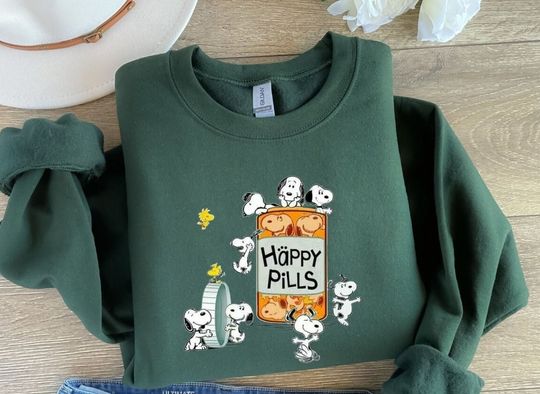 Discover Snoopy Sweatshirt Happy Pills, Antidepressant Snopy Mom Sweater Sweatshirt