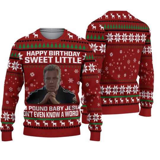 Discover Happy Birthday Sweet Little 8 Pound Baby Jesus 3D T-shirt, Movie Ugly Christmas Sweater