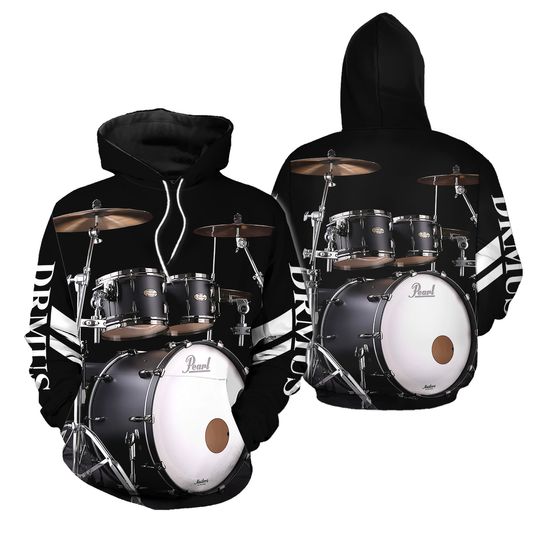 Discover Drums Black 3D All Over Printed Hoodie