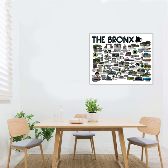 Discover The Bronx Map Art Premium Matte Vertical Poster