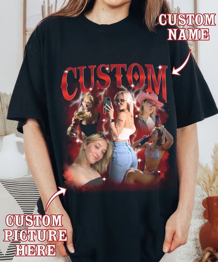 Discover Custom bootleg Shirt, 90s Vintage Custom Photo Tshirt