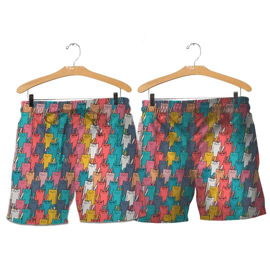 Discover Cat Shorts - Cat Pattern Swim Shorts