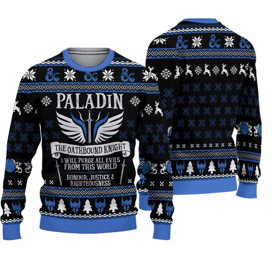 Discover DnD Paladin The Oathbound Knight Christmas 3D Ugly Sweater