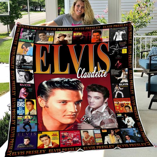 Discover Elvis Presley Fleece Blanket, King Of Rock and Roll Mink Sherpa Blanket