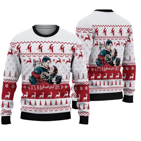 Discover It's A Wonderful Life Ugly All Over 3D Sweater, It's A Wonderful Life Xmas Sweater