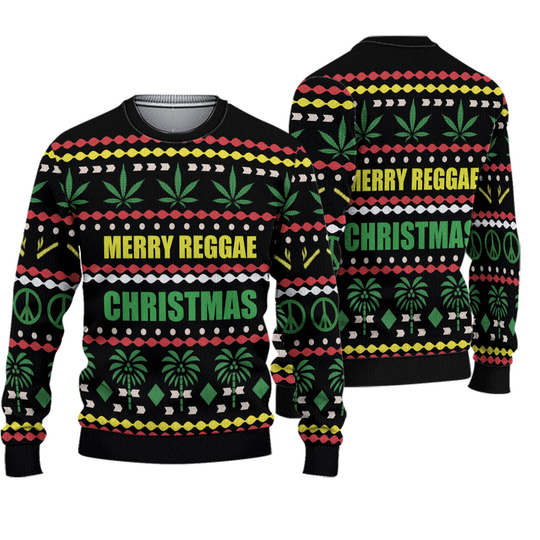 Discover Canabis Merry Reggae 3D Christmas Sweater, funny ugly christmas sweater