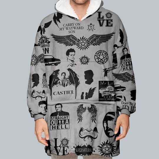 Discover Supernatural Blanket Hoodie, Supernaturals Sherpa Blanket Hoodie