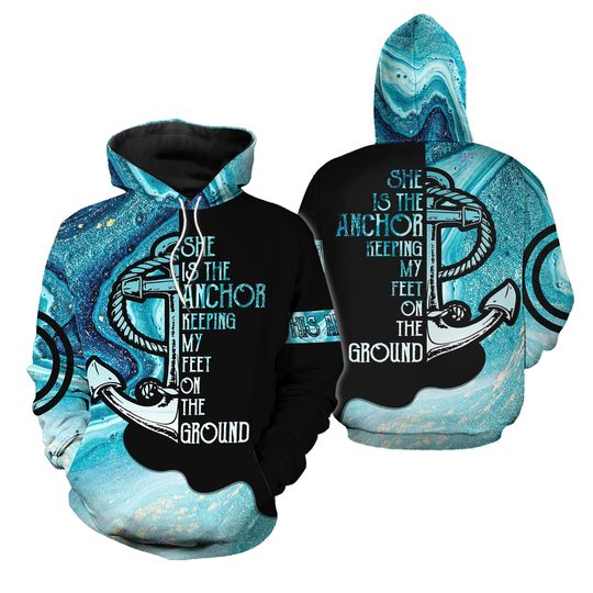 Discover Custom Personalize Couple Love His Anchor 3D Hoodie