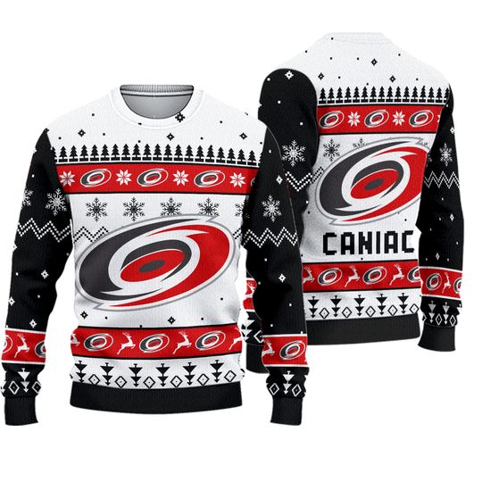 Discover Personalized Carolina Hurricanes Ice Hockey Christmas Ugly Sweater